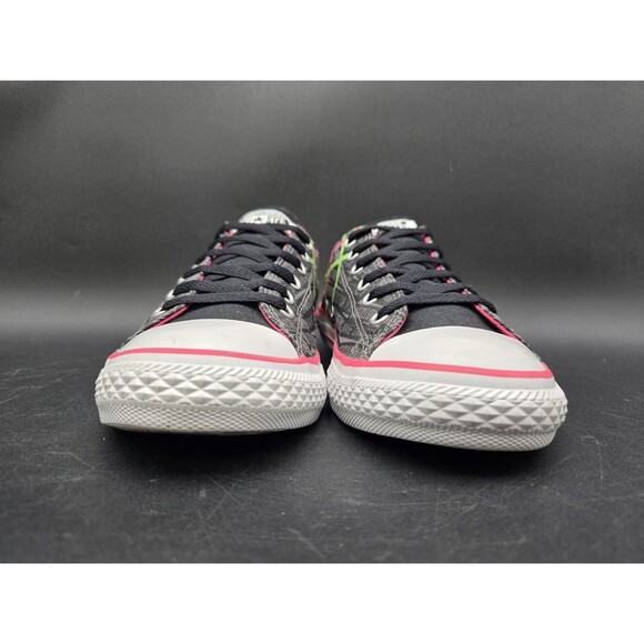 Converse Junior 5 All Star Shoes Canvas Sneakers Neon Green Pink Geometric - Picture 2 of 9